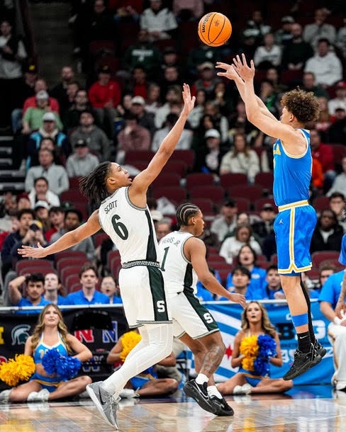 Bruins Avenge February Loss In East Lansing By Grinding Out Big Ten Quarterfinal Win Over Spartans, Trent & Dent Combine For 45&nbsp;Pts